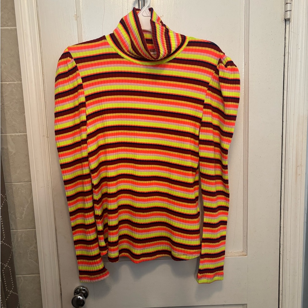 Anthropologie Vibrant Striped Turtleneck Sweater